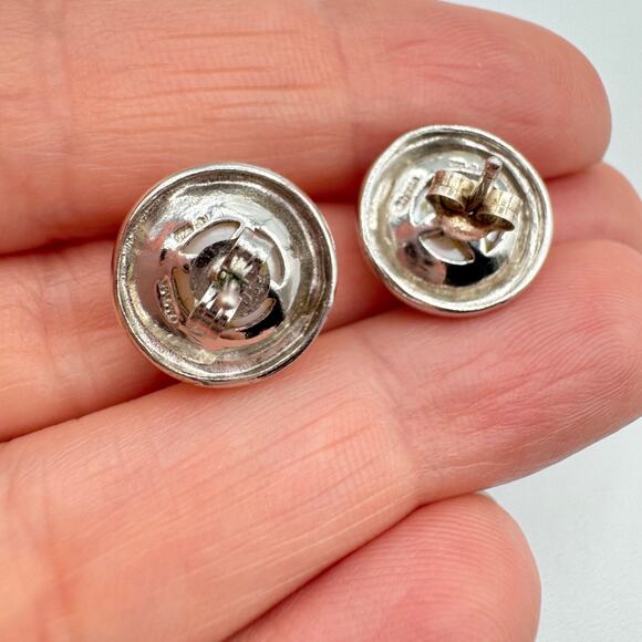 11 mm Pearl Stud Earrings Signed NF 925 Acid Tested Thailand Sterling Silver - Picture 7 of 16